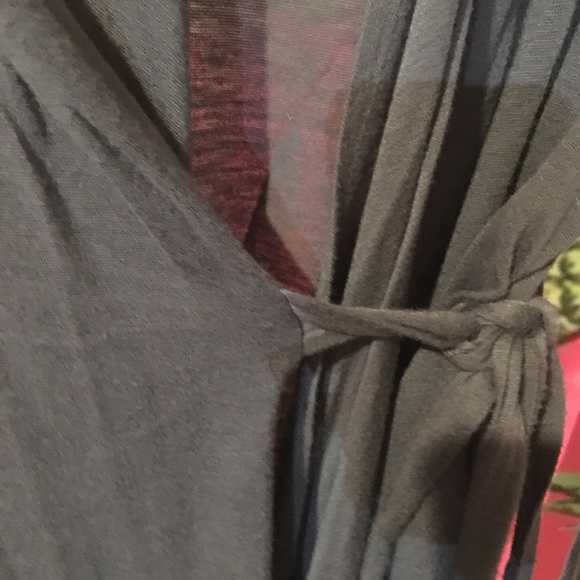 Size L Cardigan Wrap Woth Tie Dark Grey Light Wt - Picture 5 of 5
